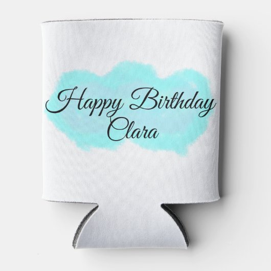 Blauw groene wolken pastel Happy Birthday Modern k Blikjeskoeler (Voorkant)