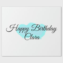 Blauw groene wolken pastel Happy Birthday Modern k Cadeaupapier