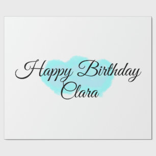Blauw groene wolken pastel Happy Birthday Modern k Cadeaupapier