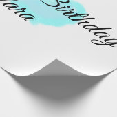 Blauw groene wolken pastel Happy Birthday Modern k Cadeaupapier (Hoek)