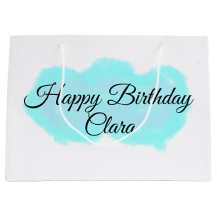 Blauw groene wolken pastel Happy Birthday Modern k Groot Cadeauzakje