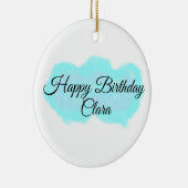 Blauw groene wolken pastel Happy Birthday Modern k Keramisch Ornament (Rechts)