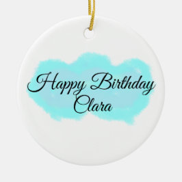 Blauw groene wolken pastel Happy Birthday Modern k Keramisch Ornament
