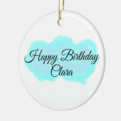 Blauw groene wolken pastel Happy Birthday Modern k Keramisch Ornament (Links)