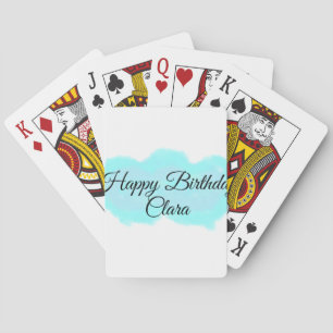 Blauw groene wolken pastel Happy Birthday Modern k Pokerkaarten