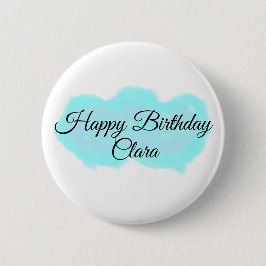 Blauw groene wolken pastel Happy Birthday Modern k Ronde Button 5,7 Cm
