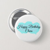 Blauw groene wolken pastel Happy Birthday Modern k Ronde Button 5,7 Cm (Voorkant /achterkant)