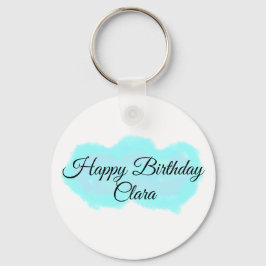 Blauw groene wolken pastel Happy Birthday Modern k Sleutelhanger