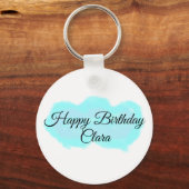 Blauw groene wolken pastel Happy Birthday Modern k Sleutelhanger (Voorkant)