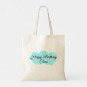 Blauw groene wolken pastel Happy Birthday Modern k Tote Bag (Achterkant)