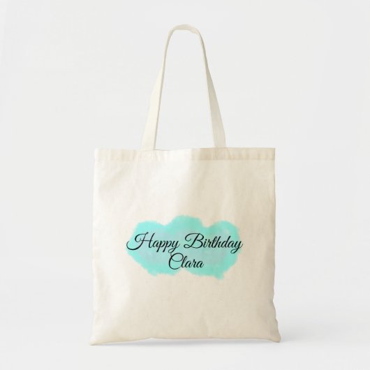 Blauw groene wolken pastel Happy Birthday Modern k Tote Bag (Voorkant)