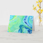Blauw-groene zeeascape acrylvezel kaart (Gele Bloem)