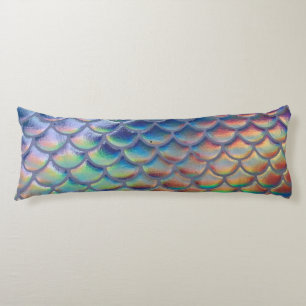 Blauw Groene Zeemeermin Vis Schalen Holografische Lichaamskussen