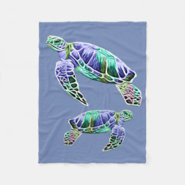 Blauw Groene Zeeschildpadden Fleece Deken