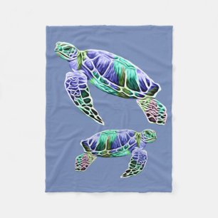 Blauw Groene Zeeschildpadden Fleece Deken