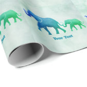 Blauw groenombre ellephant Koe Calf Wrapping Paper Cadeaupapier (Rol Hoek)