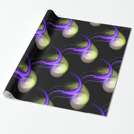 BLAUW GROENWITTE ALIEN PEARLS CADEAUPAPIER (Uitgerold)