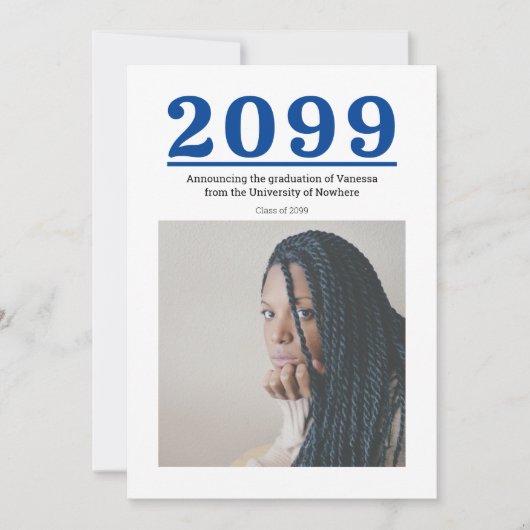 Blauw Groot Nummers Twee-foto Afstuderen (Voorkant)