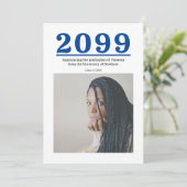 Blauw Groot Nummers Twee-foto Afstuderen (Staand voorkant)