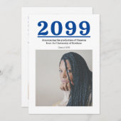 Blauw Groot Nummers Twee-foto Afstuderen (Voorkant / Achterkant)