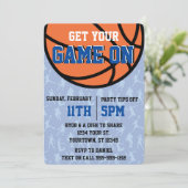 Blauw Groot Spel College Basketbal Watch Party Kaart (Staand voorkant)