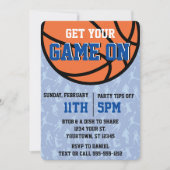 Blauw Groot Spel College Basketbal Watch Party Kaart (Voorkant)