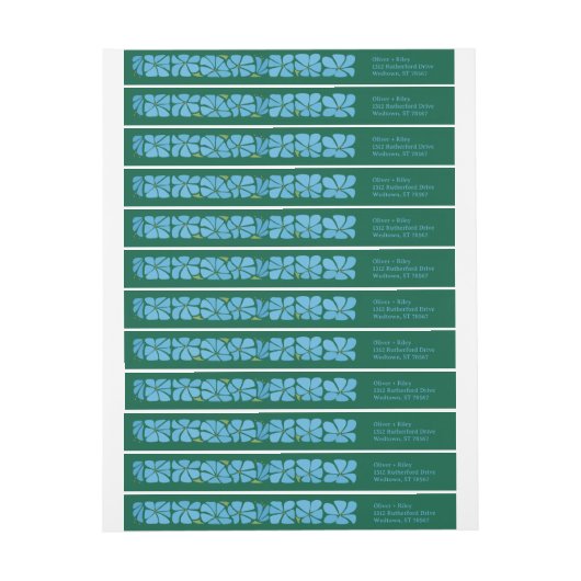 Blauw Groovy Flower Pattern (Vel)