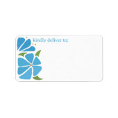 Blauw Groovy Flower Pattern Adreslabel Etiket (Voorkant)