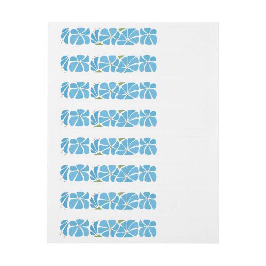 Blauw Groovy Flower Pattern Adreslabel Wikkel (Vel)