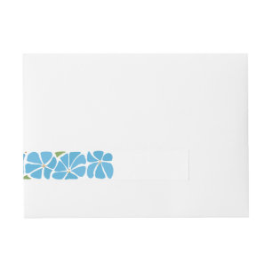 Blauw Groovy Flower Pattern Adreslabel Wikkel
