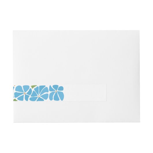 Blauw Groovy Flower Pattern Adreslabel Wikkel (Voorkant)