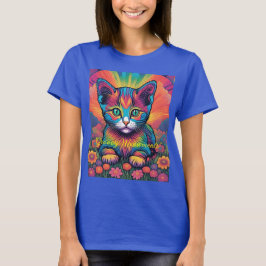 Blauw "Groovy Meowments" T-shirt voor dames