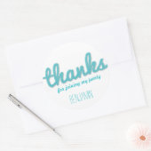 Blauw grote schets bedankt jongen verjaardagsfeest ronde sticker (Envelop)