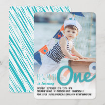 Blauw Grote Schets Één Baby Jongen Eerste Verjaard