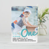 Blauw Grote Schets Één Baby Jongen Eerste Verjaard Kaart (Staand voorkant)