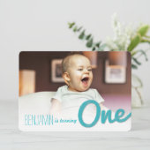 Blauw Grote Schets Een Baby Jongen's 1e Verjaardag Kaart (Staand voorkant)