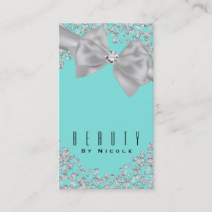 Blauw Grote Witte Boog Diamanten Chic Bruiloft Visitekaartje