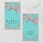 Blauw grote witte boog diamanten chique trouw visitekaartje (Voorkant / Achterkant)