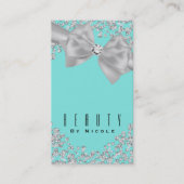 Blauw grote witte boog diamanten chique trouw visitekaartje (Voorkant)