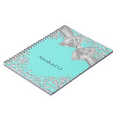 Blauw Grote Witte Boog Diamanten Glam Custom Notitieboek (Linkerzijde)