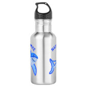 Blauw Grote Witte Haai Kleurrijk Zee Dier Waterfles (Achterkant)