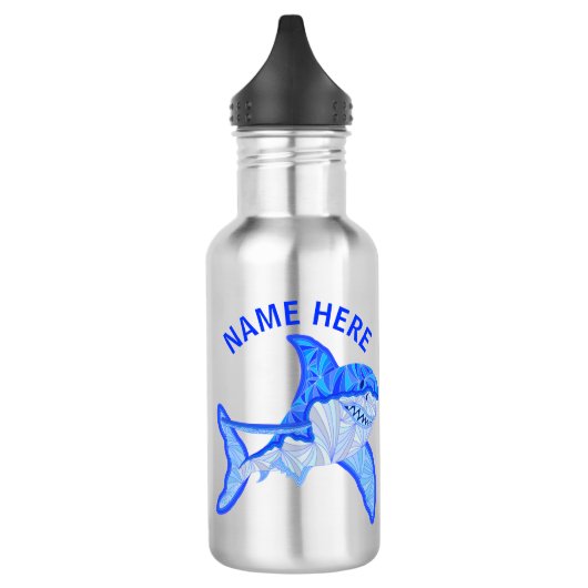 Blauw Grote Witte Haai Kleurrijk Zee Dier Waterfles (Links)