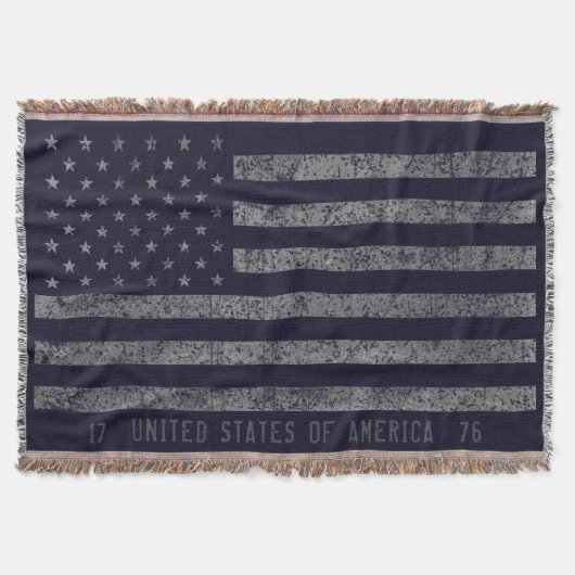  blauw grunge Amerikaanse vlag verdrietige tekst Deken (Voorkant)