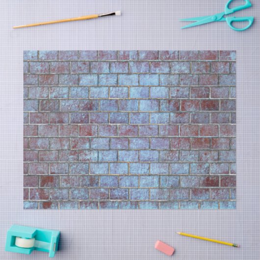 blauw grunge baksteen tissuepapier (Craft)