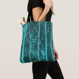 Blauw Grunge Bosuil Kunst Tote Bag