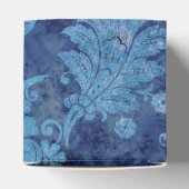 Blauw  Grunge Damask Bedankdoosjes (Bovenkant)