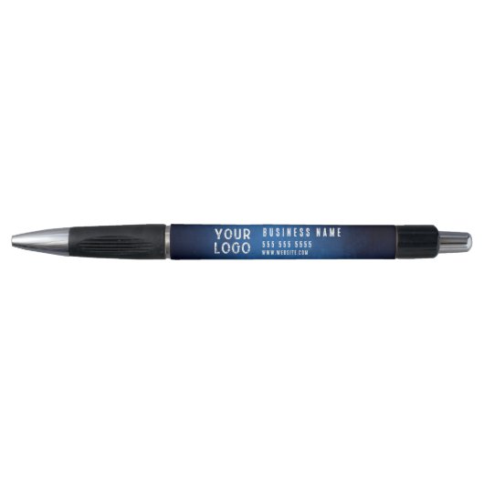Blauw Grunge Gradiënt Aangepaste Logo Pennen (Voorkant)