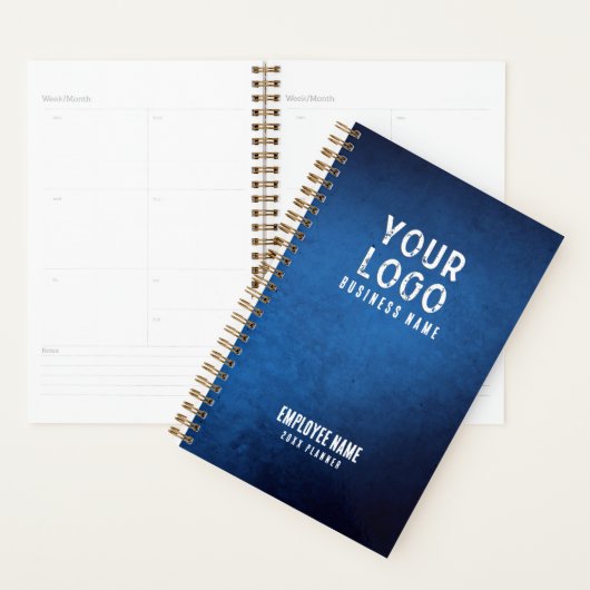 Blauw Grunge Gradiënt Gepersonaliseerde Werknemers Planner (Display)