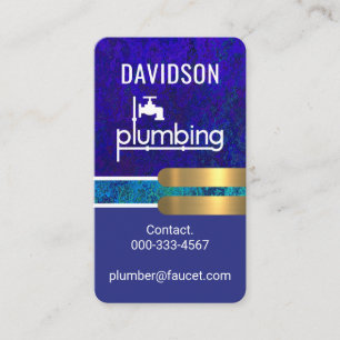 Blauw Grunge Loodgieterswerk Gouden Tabs Visitekaartje