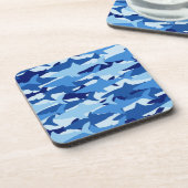 Blauw haaienpatroon bier onderzetter (Linkerzijde)